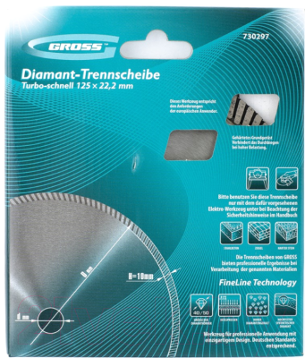 Отрезной диск алмазный Gross 730297