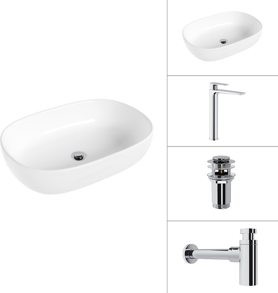 Умывальник со смесителем Lauter 21836 + Reef 21CK8678C + сифон 21635CH + дон.клапан 21190CH - фото