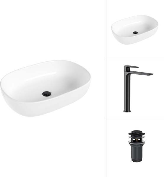 Умывальник со смесителем Lauter 21836 + Reef 21CK8678BS с донным клапаном 21190B - фото