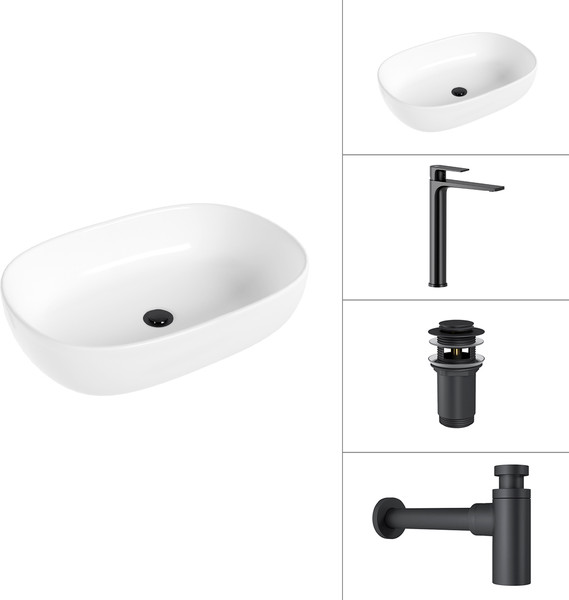 Умывальник со смесителем Lauter 21836 + Reef 21CK8678BS + сифон 21635B + дон.клапан 21190B - фото