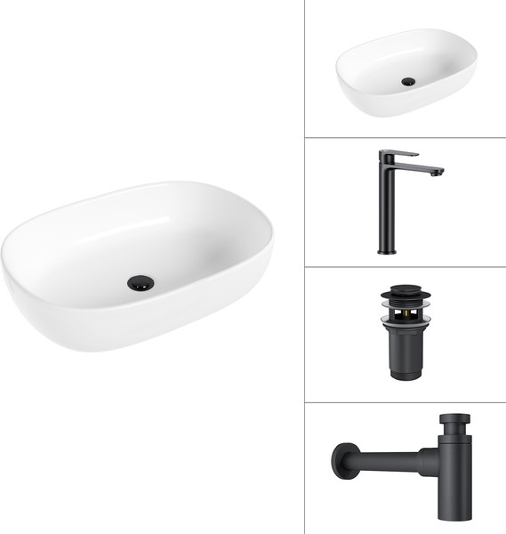 Умывальник со смесителем Lauter 21836 + Moon 21СК8691BS + сифон 21635B + дон.клапан 21190B - фото