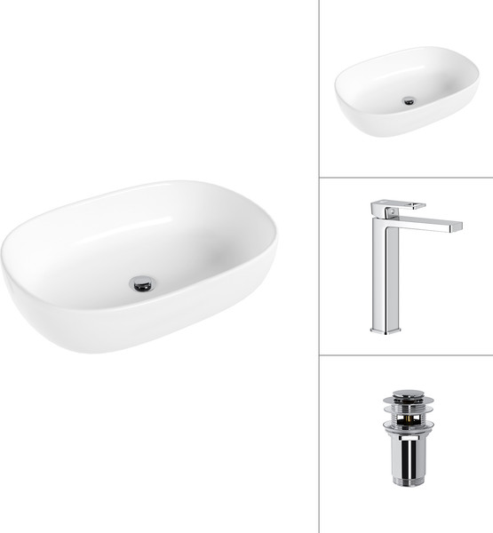 Умывальник со смесителем Lauter 21836 + Cascade 21СК0655C с донным клапаном 21190CH - фото