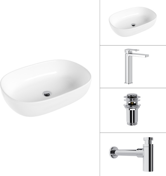 Умывальник со смесителем Lauter 21836 + Cascade 21СК0655C + сифон 21635CH + дон.клапан 21190CH - фото