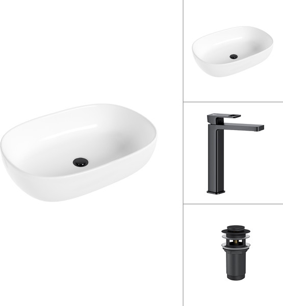 Умывальник со смесителем Lauter 21836 + Cascade 21СК0655BS с донным клапаном 21190B - фото