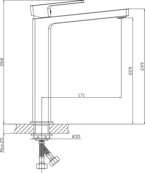 Умывальник со смесителем Lauter 21836 + Cascade 21СК0655BS с сифоном 21635B