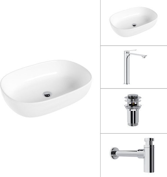 Умывальник со смесителем Lauter 21836 + Rio 21AM12672 + сифон 21635CH + дон.клапан 21190CH - фото