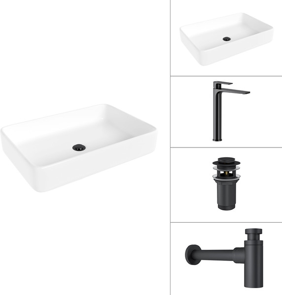 Умывальник со смесителем Lauter 21842 + Reef 21CK8678BS + сифон 21635B + дон.клапан 21190B - фото