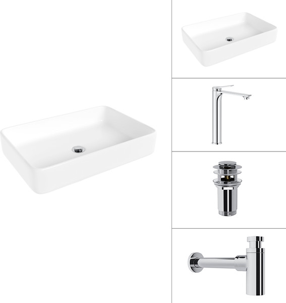 Умывальник со смесителем Lauter 21842 + Rio 21AM12672 + сифон 21635CH + дон.клапан 21190CH - фото