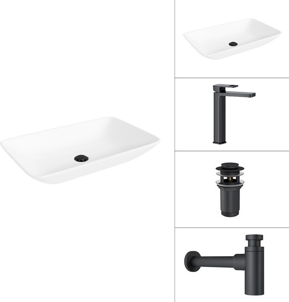 Умывальник со смесителем Lauter 21540 + Cascade 21СК0655BS + сифон 21635B + дон.клапан 21190B - фото