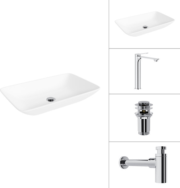 Умывальник со смесителем Lauter 21540 + Rio 21AM12672 + сифон 21635CH + дон.клапан 21190CH - фото