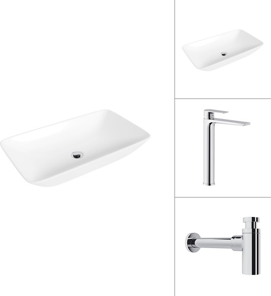 Умывальник со смесителем Lauter 21886 + Reef 21CK8678C с сифоном 21635CH - фото