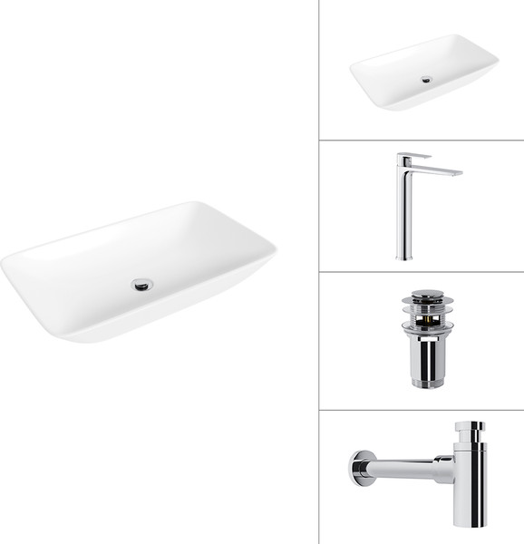 Умывальник со смесителем Lauter 21886 + Reef 21CK8678C + сифон 21635CH + дон.клапан 21190CH - фото