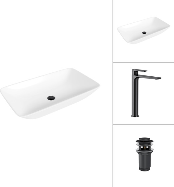 Умывальник со смесителем Lauter 21886 + Reef 21CK8678BS с донным клапаном 21190B - фото