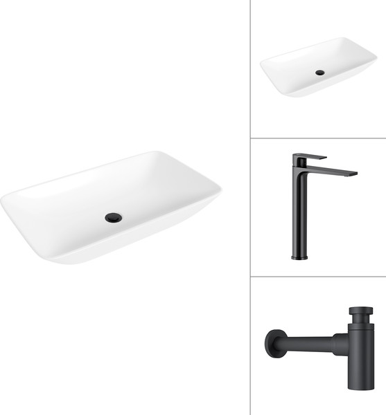 Умывальник со смесителем Lauter 21886 + Reef 21CK8678BS с сифоном 21635B - фото