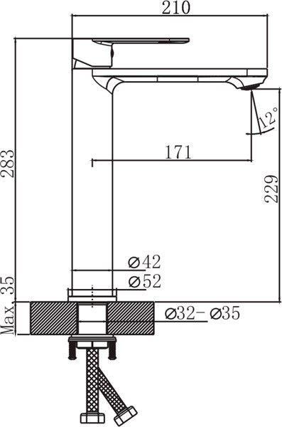 Умывальник со смесителем Lauter 21886 + Moon 21СK81691C с донным клапаном 21190CH