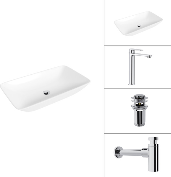 Умывальник со смесителем Lauter 21886 + Moon 21СK81691C + сифон 21635CH + дон.клапан 21190CH - фото