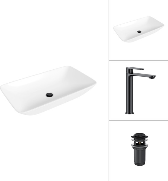 Умывальник со смесителем Lauter 21886 + Moon 21СК8691BS с донным клапаном 21190B - фото