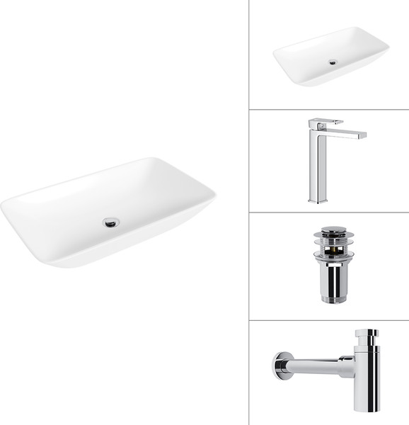 Умывальник со смесителем Lauter 21886 + Cascade 21СК0655C + сифон 21635CH + дон.клапан 21190CH - фото