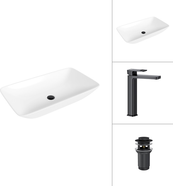 Умывальник со смесителем Lauter 21886 + Cascade 21СК0655BS с донным клапаном 21190B - фото