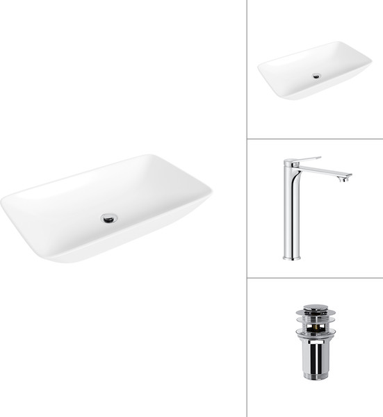 Умывальник со смесителем Lauter 21886 + Rio 21AM12672 с донным клапаном 21190CH - фото