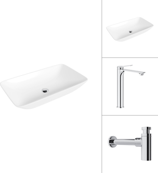 Умывальник со смесителем Lauter 21886 + Rio 21AM12672 с сифоном 21635CH - фото