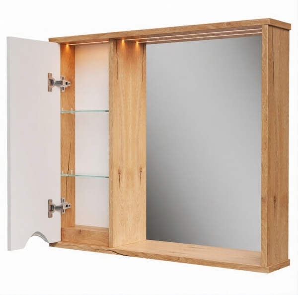 Шкаф с зеркалом для ванной Volna Barney 80