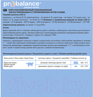 Влажный корм для кошек ProBalance Sterilized