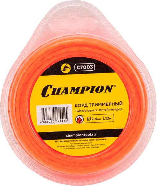 Леска для триммера Champion Twisted Square / C7003 - фото