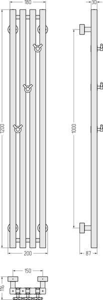 Полотенцесушитель водяной Сунержа Сатерленд Pro 1200х150 / 30-0457-1215