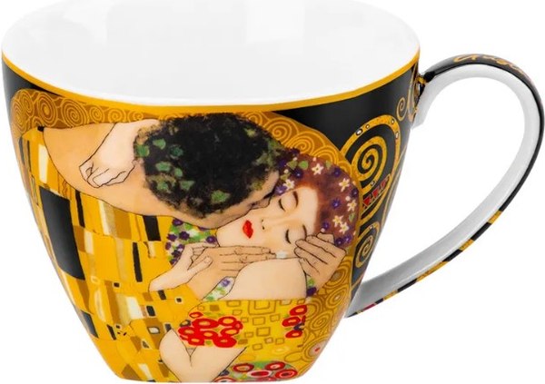 Чашка с блюдцем Elan Gallery Поцелуй на черном / 420730