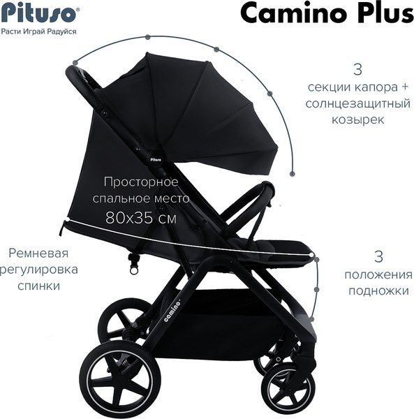 Детская прогулочная коляска Pituso Camino + чехол на ножки / Q-5