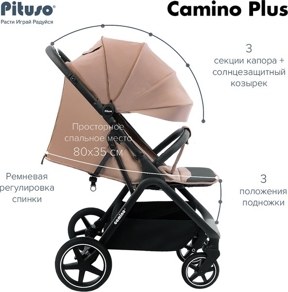 Детская прогулочная коляска Pituso Camino + чехол на ножки / Q-5