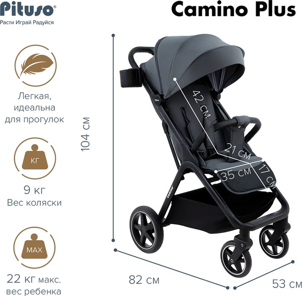 Детская прогулочная коляска Pituso Camino + чехол на ножки / Q-5