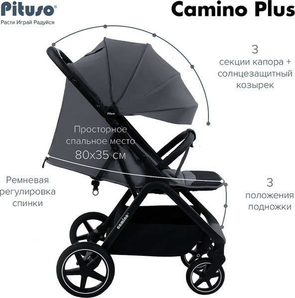 Детская прогулочная коляска Pituso Camino + чехол на ножки / Q-5