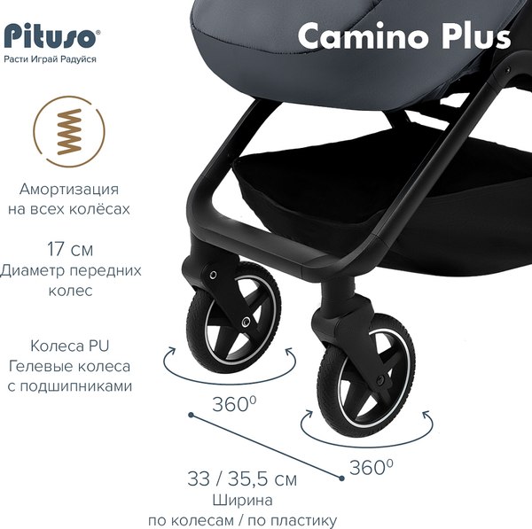 Детская прогулочная коляска Pituso Camino + чехол на ножки / Q-5