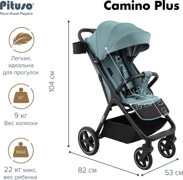 Детская прогулочная коляска Pituso Camino + чехол на ножки / Q-5