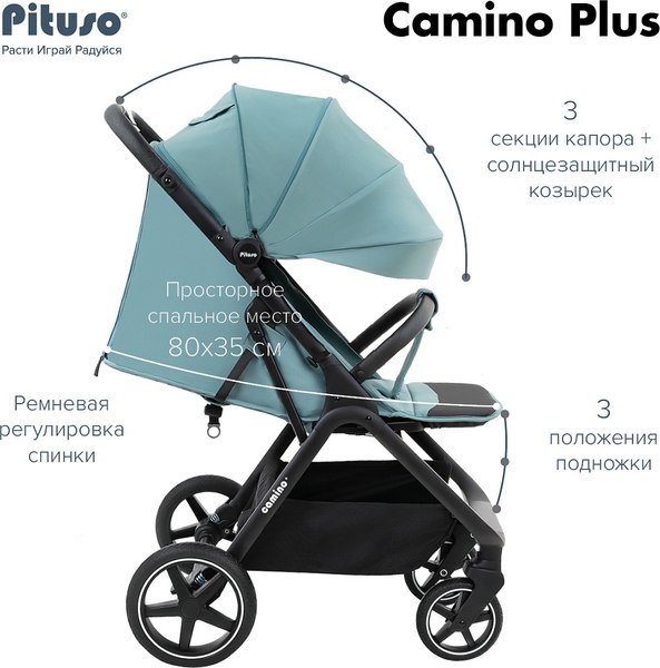 Детская прогулочная коляска Pituso Camino + чехол на ножки / Q-5