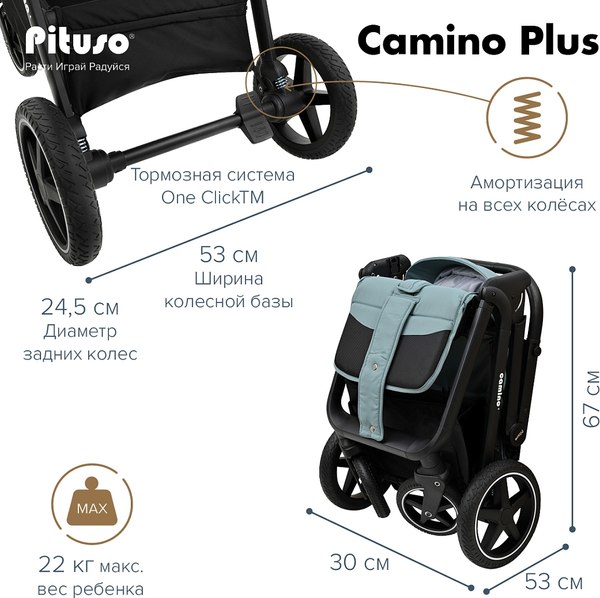 Детская прогулочная коляска Pituso Camino + чехол на ножки / Q-5
