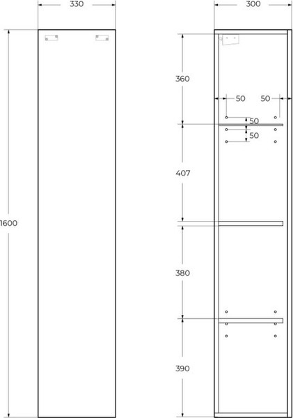 Шкаф-пенал для ванной BelBagno Kraft-1600-1A-SC-BO