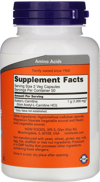 L-карнитин NOW Acetyl 500mg