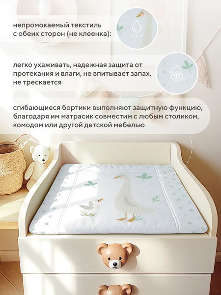 Пеленальный матрас Rant Goose 70х70 с сумкой