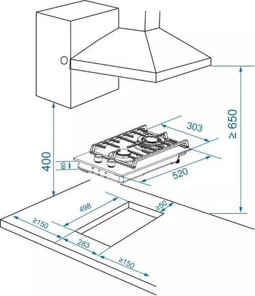 Газовая варочная панель ZORG HAG31 FDW BL