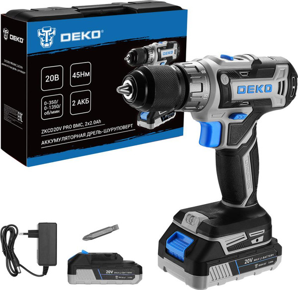 Аккумуляторная дрель-шуруповерт Deko ZKCD20V Pro / 084-1005 - фото