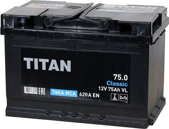 Автомобильный аккумулятор TITAN Classic 620A R+ - фото