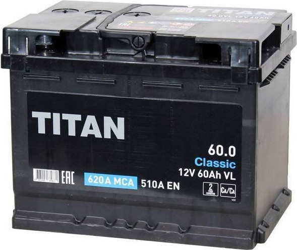 Автомобильный аккумулятор TITAN Classic 510A R+ - фото