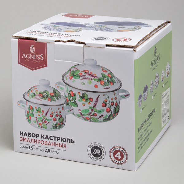 Набор кастрюль Agness Фрукты 934-703