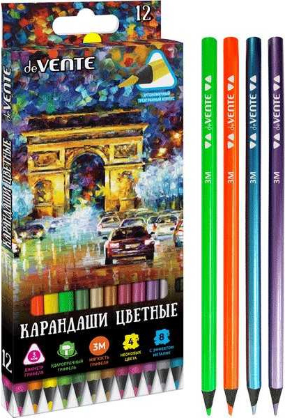 Набор цветных карандашей deVente Neon&Metallic / 5022218 - фото
