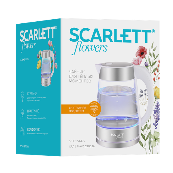 Электрочайник Scarlett SC-EK27G105 Flowers