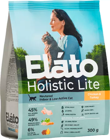 Сухой корм для кошек Elato Holistic Lite Для стерилизованных кошек с курицей и индейкой - фото