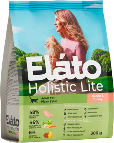 Сухой корм для кошек Elato Holistic Lite Для привередливых кошек с кроликом и индейкой - фото